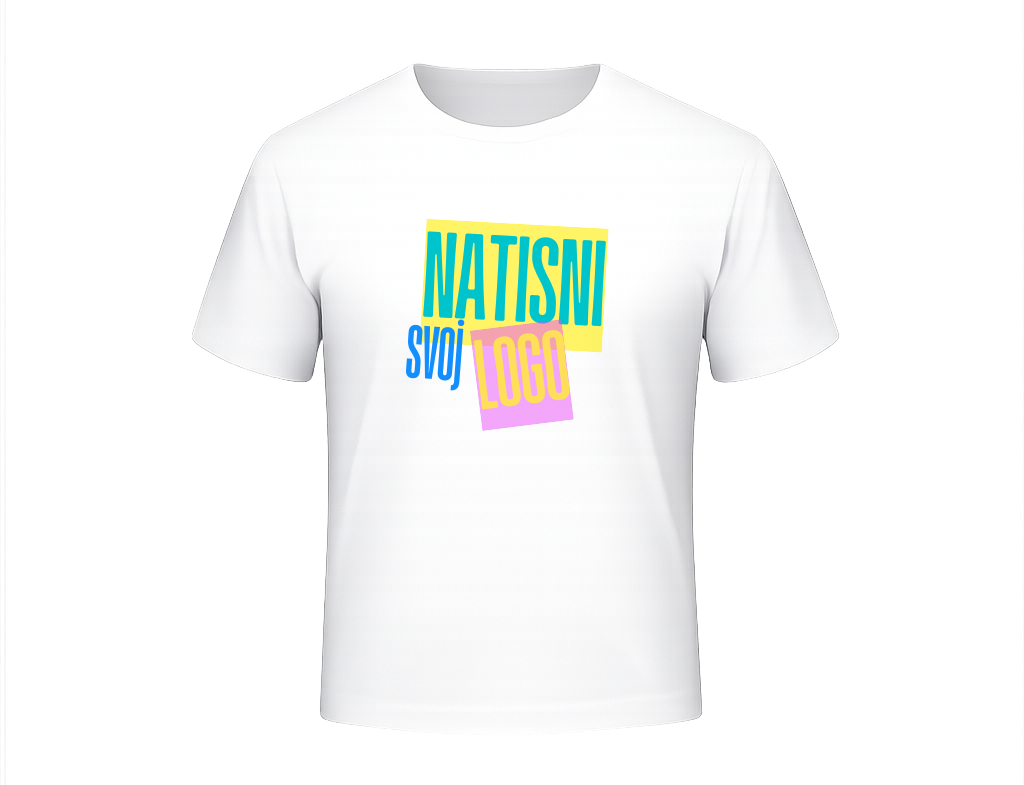UNI Majica 100 % bombaž – Velik tisk logotipa spredaj – Personalizirana majica po meri