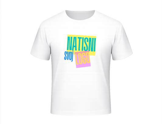 UNI Majica 100 % bombaž – Velik tisk logotipa spredaj – Personalizirana majica po meri
