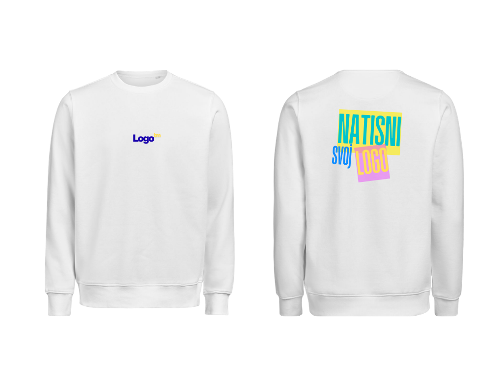UNI Pulover – Mali tisk logotipa spredaj + Velik tisk logotipa zadaj – Personaliziran/po meri
