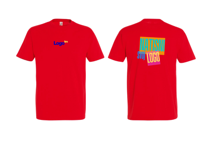 UNI Majica 100 % bombaž – Mali tisk logotipa spredaj+velik zadaj – Personalizirana majica po meri