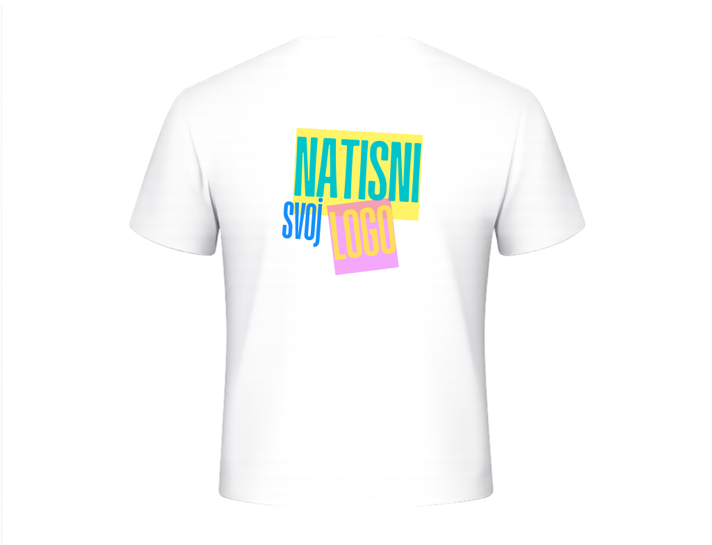 UNI Majica 100 % bombaž – Mali tisk logotipa spredaj+velik zadaj – Personalizirana majica po meri