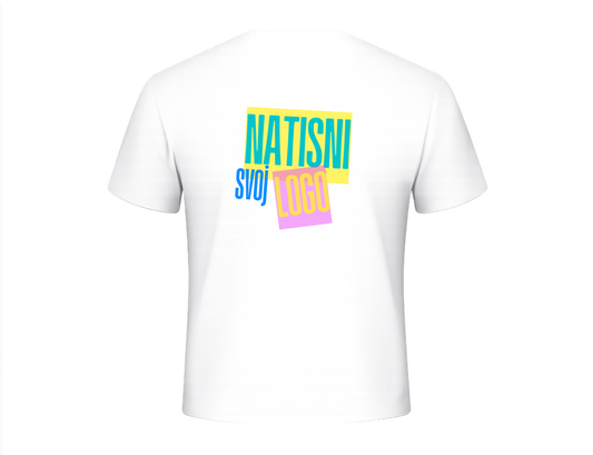 UNI Majica 100 % bombaž – Mali tisk logotipa spredaj+velik zadaj – Personalizirana majica po meri