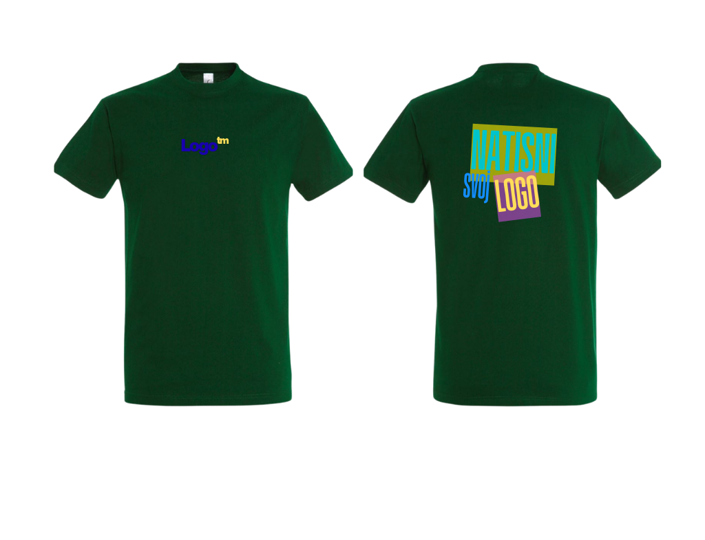 UNI Majica 100 % bombaž – Mali tisk logotipa spredaj+velik zadaj – Personalizirana majica po meri