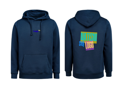 UNI Hoodie – Mali tisk logotipa spredaj + Velik tisk logotipa zadaj – Personaliziran/po meri