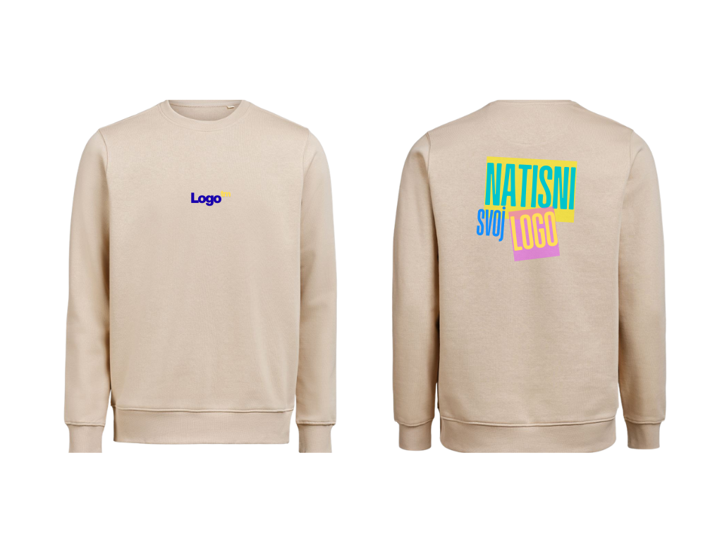 UNI Pulover – Mali tisk logotipa spredaj + Velik tisk logotipa zadaj – Personaliziran/po meri