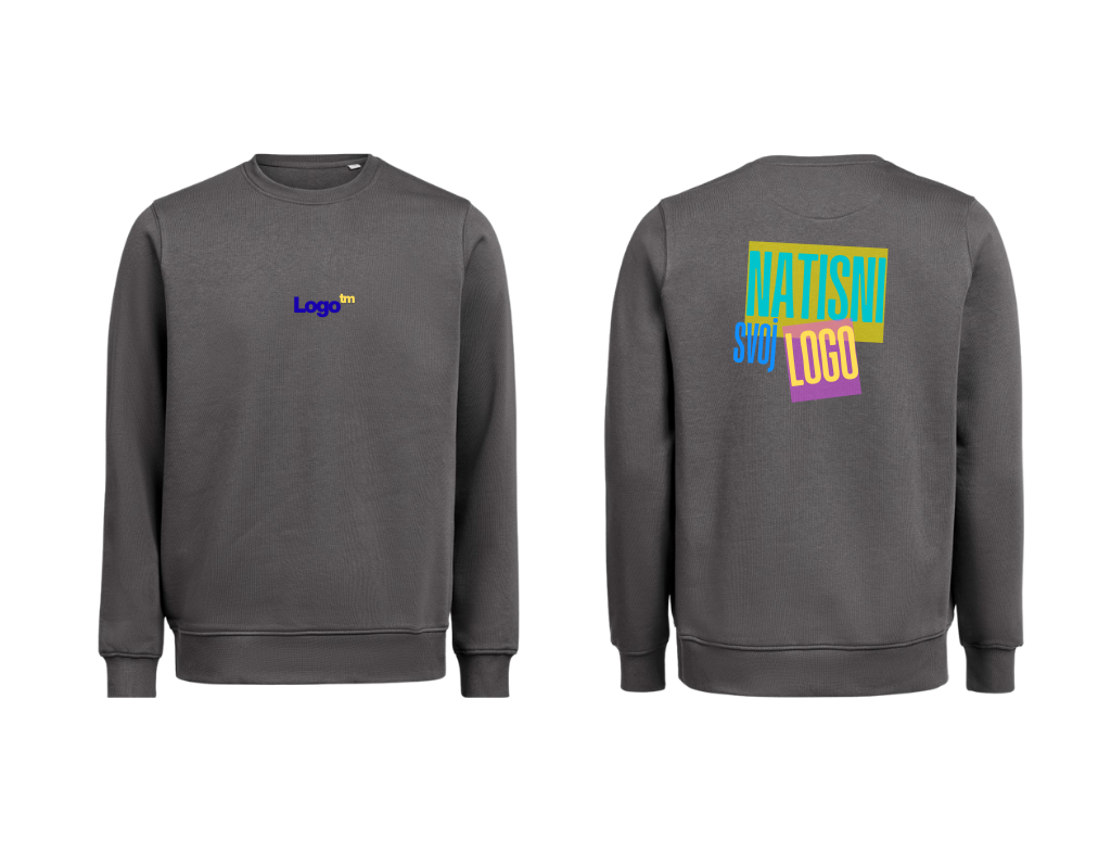 UNI Pulover – Mali tisk logotipa spredaj + Velik tisk logotipa zadaj – Personaliziran/po meri