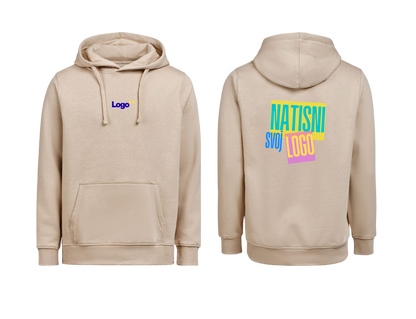 UNI Hoodie – Mali tisk logotipa spredaj + Velik tisk logotipa zadaj – Personaliziran/po meri