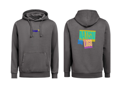 UNI Hoodie – Mali tisk logotipa spredaj + Velik tisk logotipa zadaj – Personaliziran/po meri