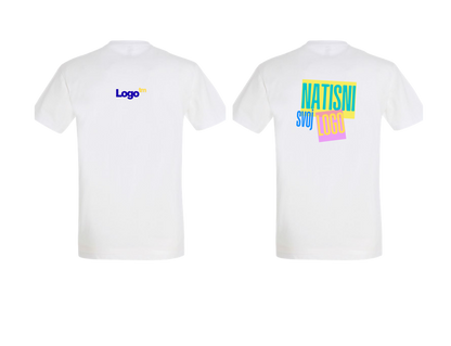 UNI Majica 100 % bombaž – Mali tisk logotipa spredaj+velik zadaj – Personalizirana majica po meri