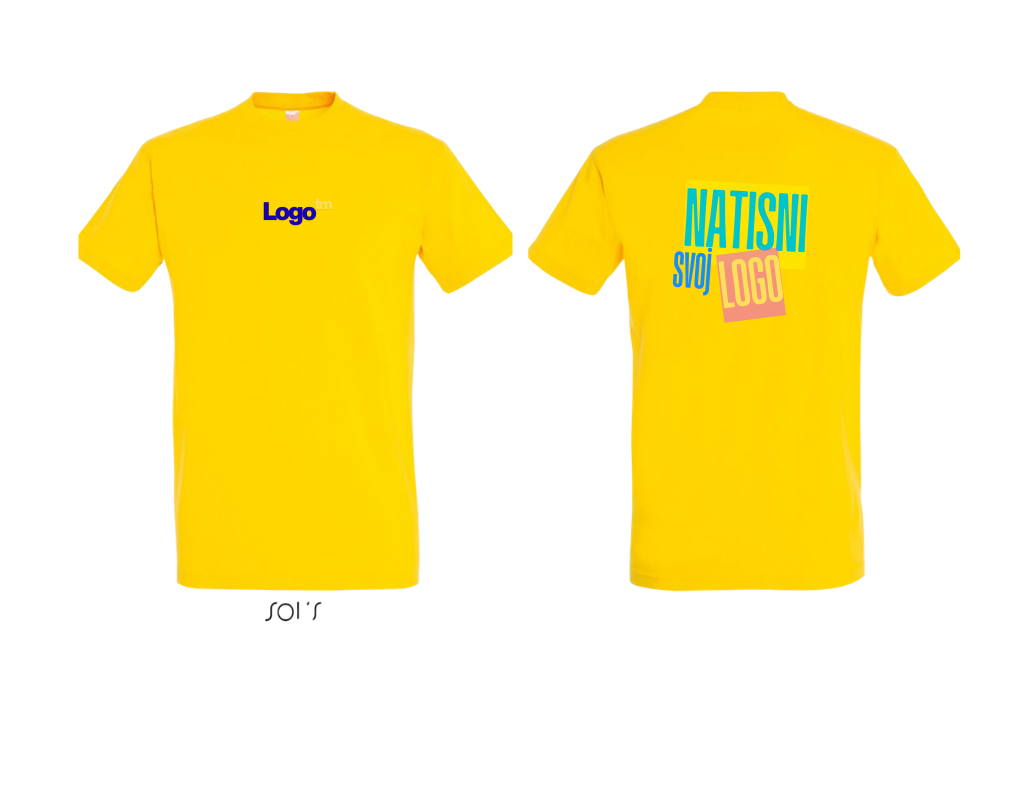 UNI Majica 100 % bombaž – Mali tisk logotipa spredaj+velik zadaj – Personalizirana majica po meri