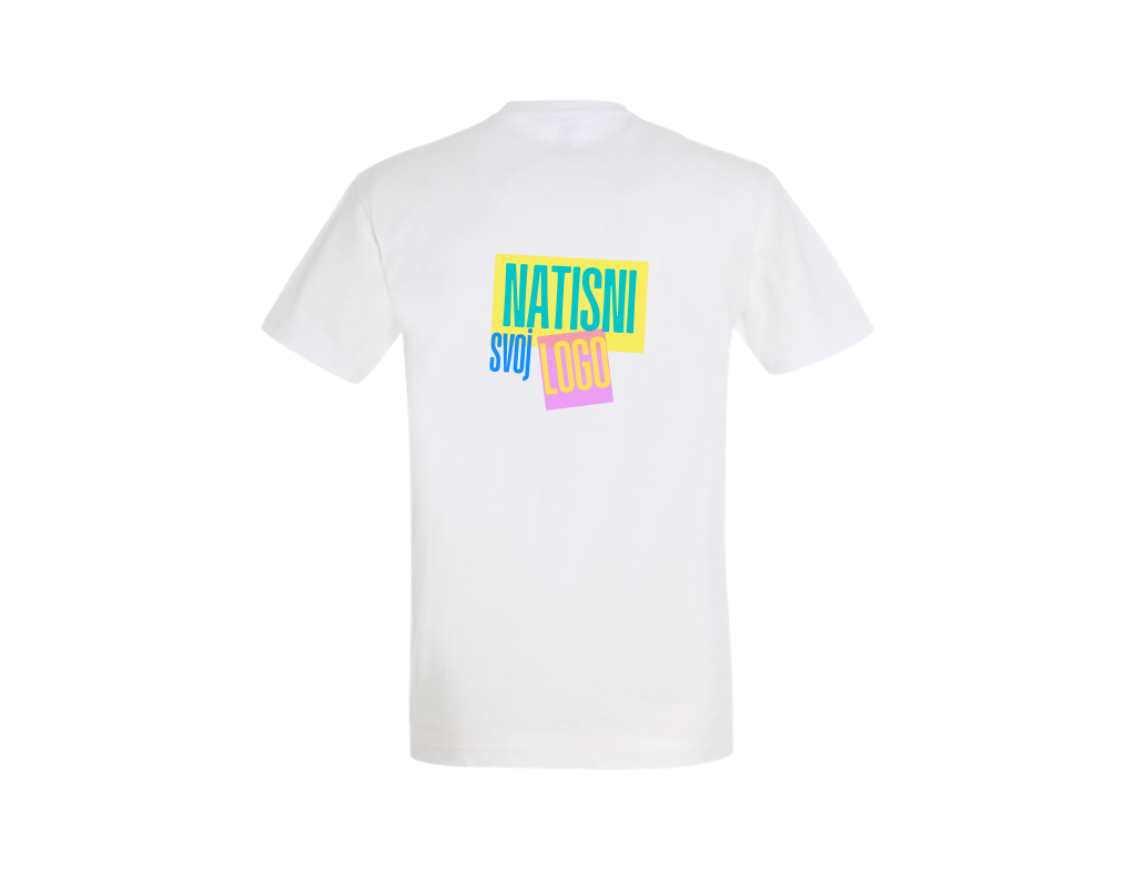 UNI Majica 100 % bombaž – Velik tisk logotipa spredaj – Personalizirana majica po meri