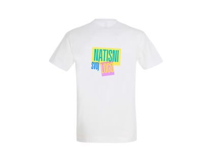 UNI Majica 100 % bombaž – Velik tisk logotipa spredaj – Personalizirana majica po meri