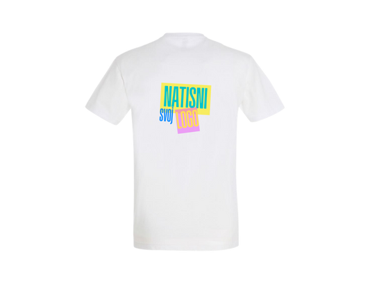 UNI Majica 100 % bombaž – Velik tisk logotipa spredaj – Personalizirana majica po meri