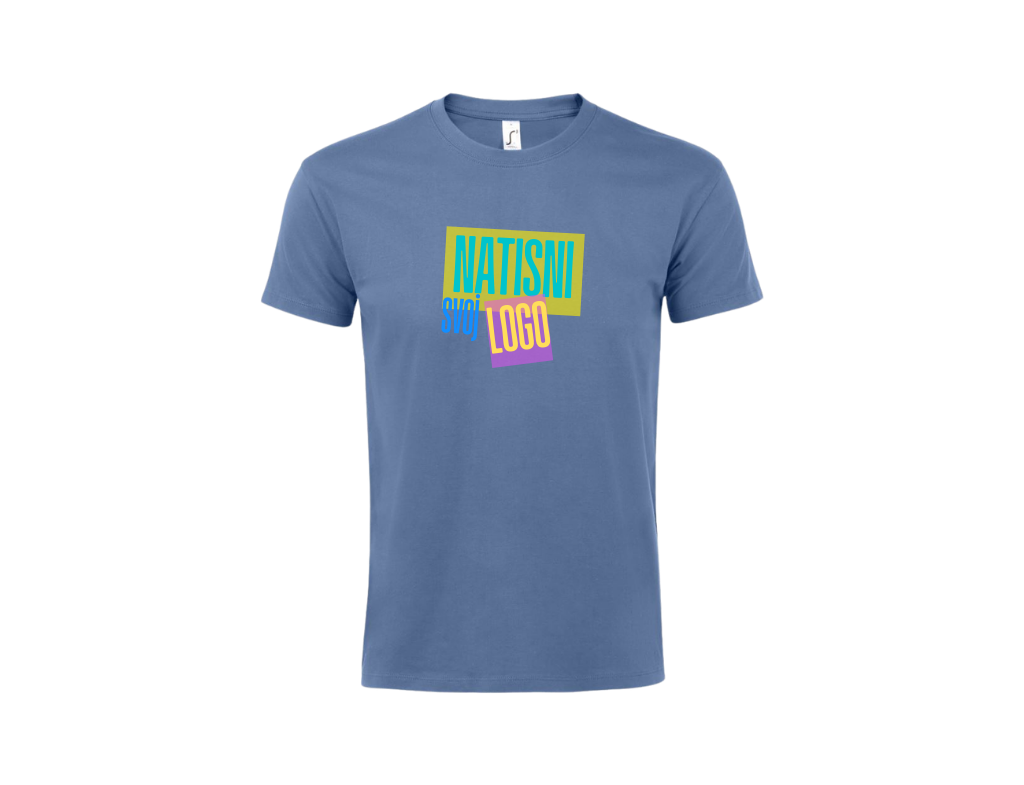 UNI Majica 100 % bombaž – Velik tisk logotipa spredaj – Personalizirana majica po meri