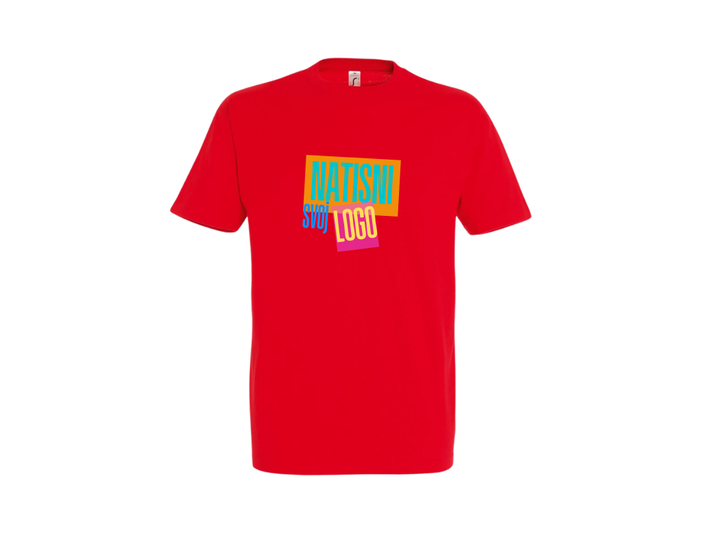 UNI Majica 100 % bombaž – Velik tisk logotipa spredaj – Personalizirana majica po meri